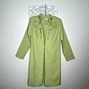 PRIDE & JOY Women's size 8 2-Piece Sleeveless Dress Long Sleeve Jacket Set GREEN
